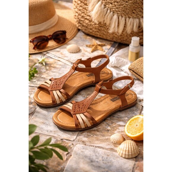 PIKOLINOS Shoes - Pikolinos Women’s Leather T Strap Sandals Cognac Comfort EU 40 US 9